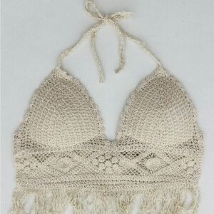 Crochet Halter Top in Cream 34 B